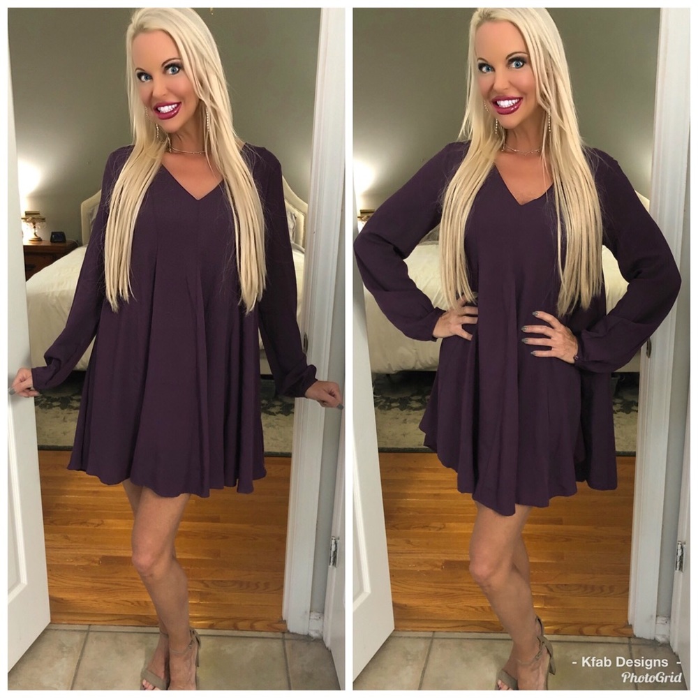 LAST ONE! 😘Plum Fully Lined Swing Dress - Picture 3 of 3
